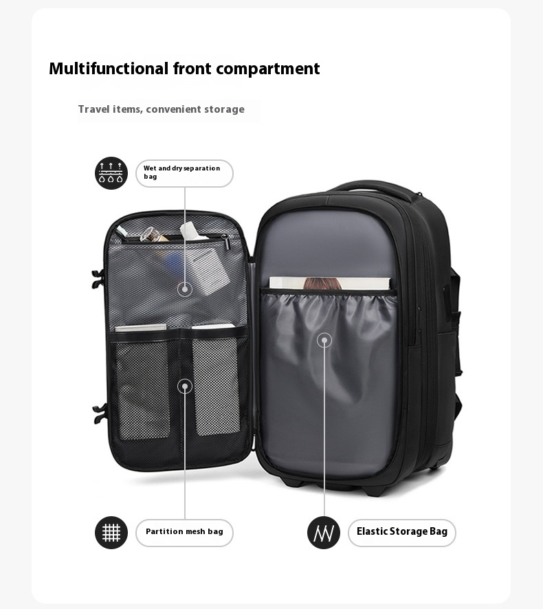 Vacuum Expandable Trolley Backpack Large Capacity Scalable Business Trip - Image 8