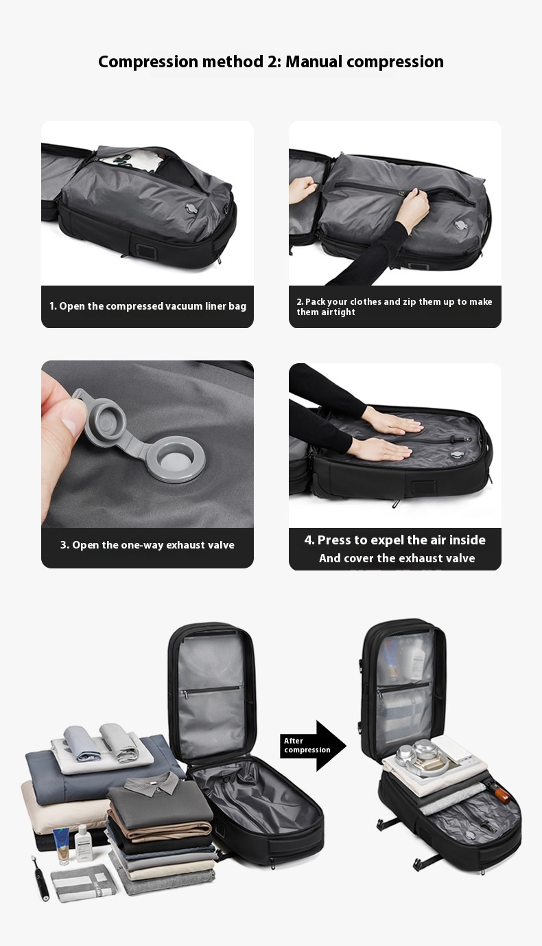 Vacuum Expandable Trolley Backpack Large Capacity Scalable Business Trip - Image 13