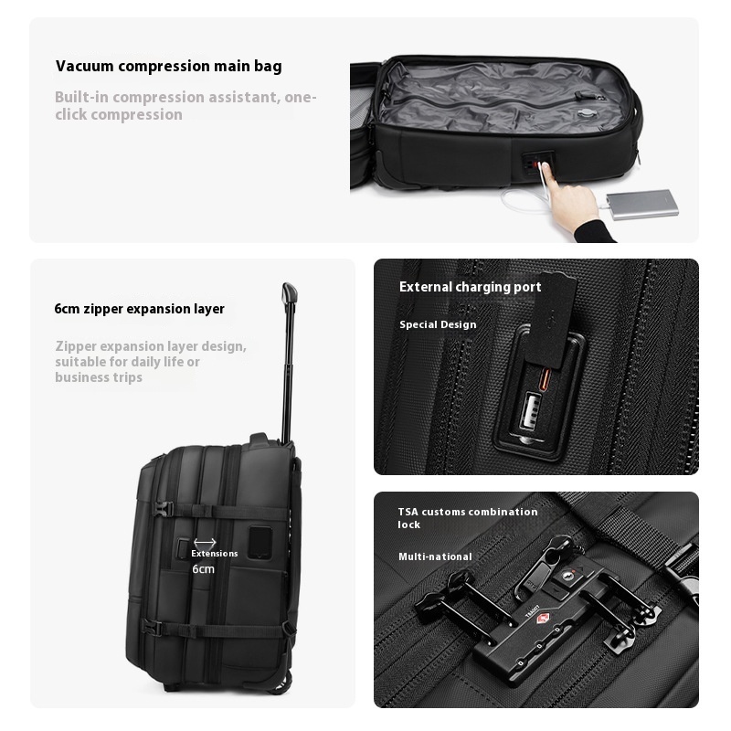 Vacuum Expandable Trolley Backpack Large Capacity Scalable Business Trip - Image 5