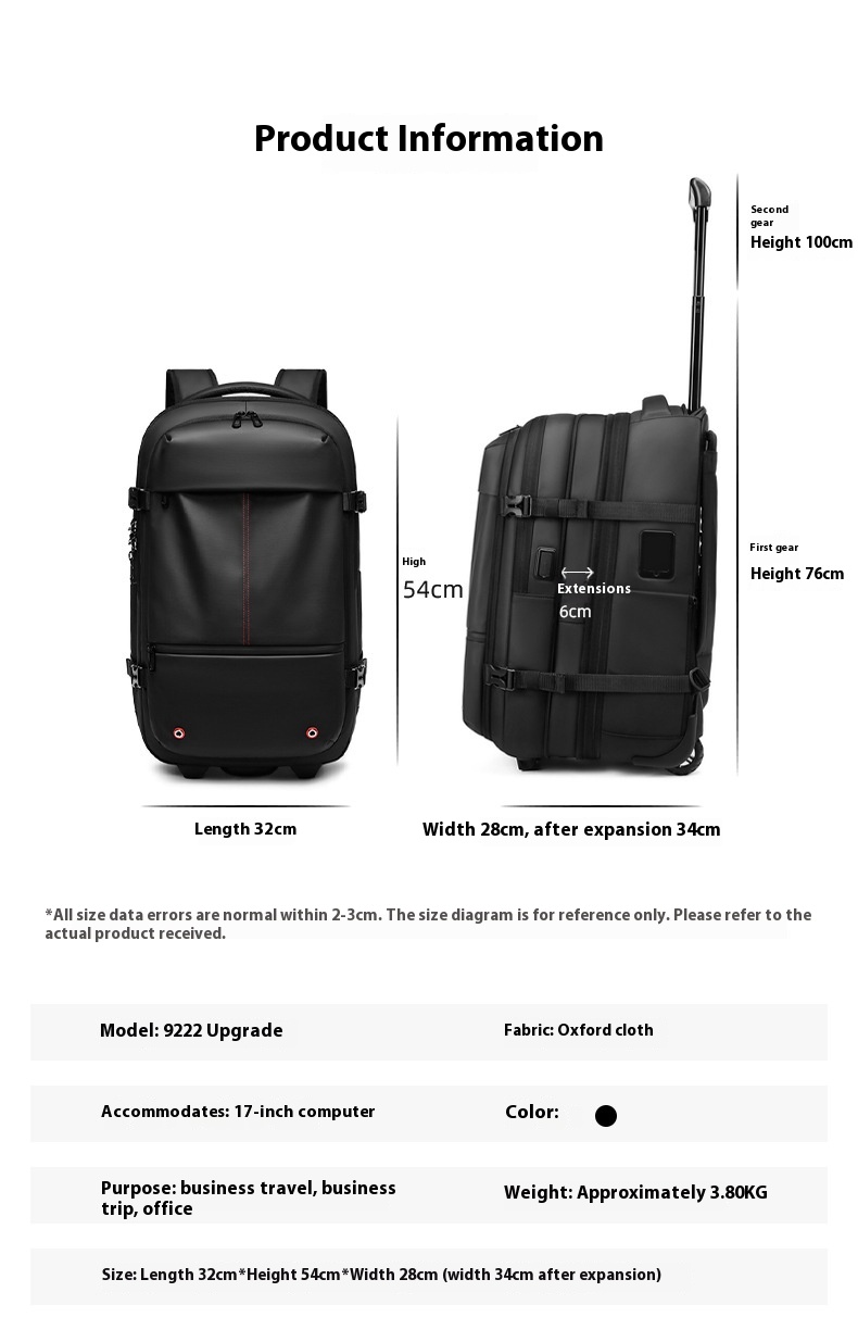 Vacuum Expandable Trolley Backpack Large Capacity Scalable Business Trip - Image 20
