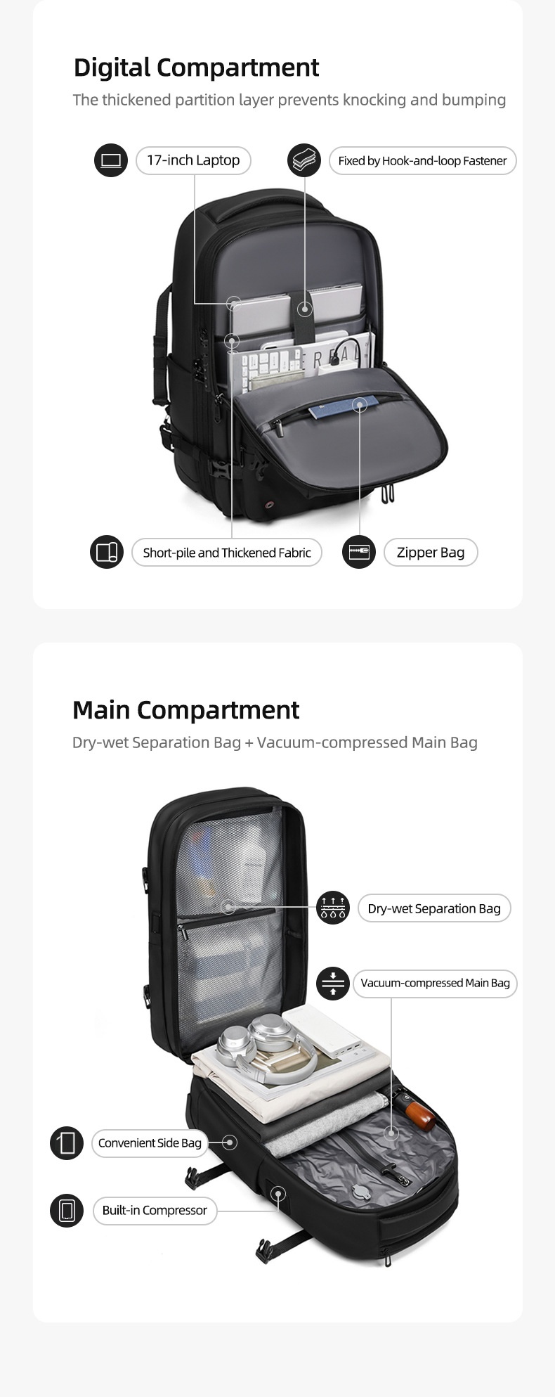 Vacuum Expandable Trolley Backpack Large Capacity Scalable Business Trip - Image 25